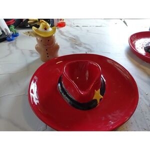 Baking Spirits Bright Scented Candle 9oz &Cowboy Santa Hat Chip/Dip Bowl Holiday